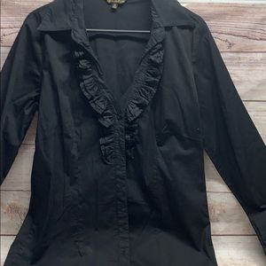 Essentials by ABS black ruffle blouse.